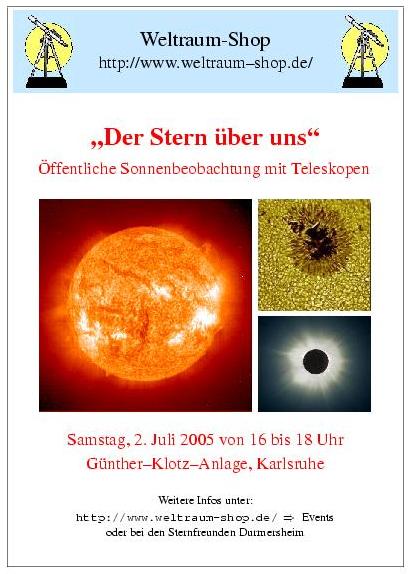 Handzettel zur Sonnenbeobachtung am 02.07.2005